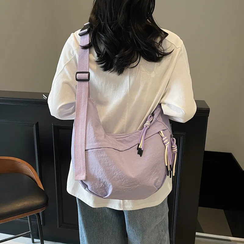 Single Warehouse Fabric Shoulder Bag Regular Unisex White/Green/Yellow/Purple/Black-23