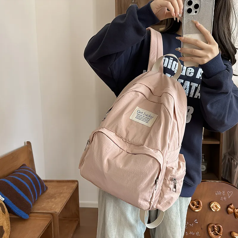 Single Warehouse Nylon Backpack Unisex White/Pink/Blue/Black-11