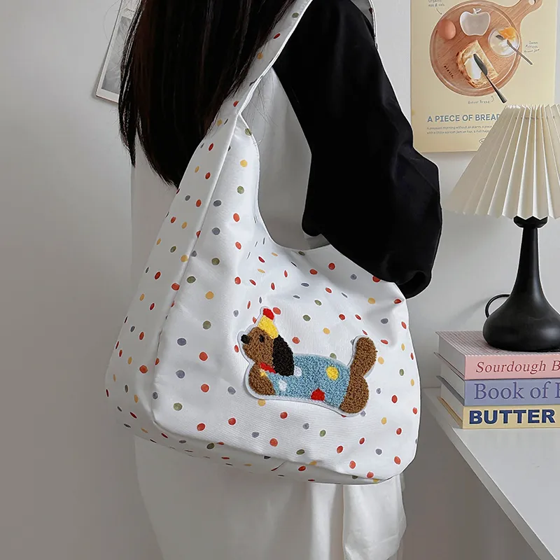 Single Warehouse Polyester Shoulder Bag Regular Women's White/Ecru/Black-3