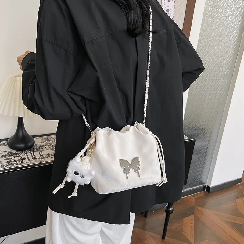 Single Warehouse PU Shoulder Bag Women's White/Silver/Pink/Blue/Black-2