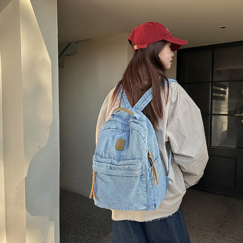 Single Warehouse Denim Backpack Regular Unisex Black/Light Blue/Dark Blue-2