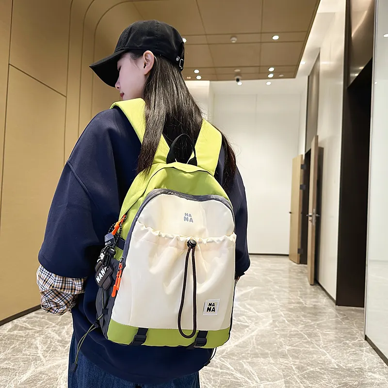 Single Warehouse Nylon Backpack Unisex Black/Fruit Green/Brown/Blue/Orange-15