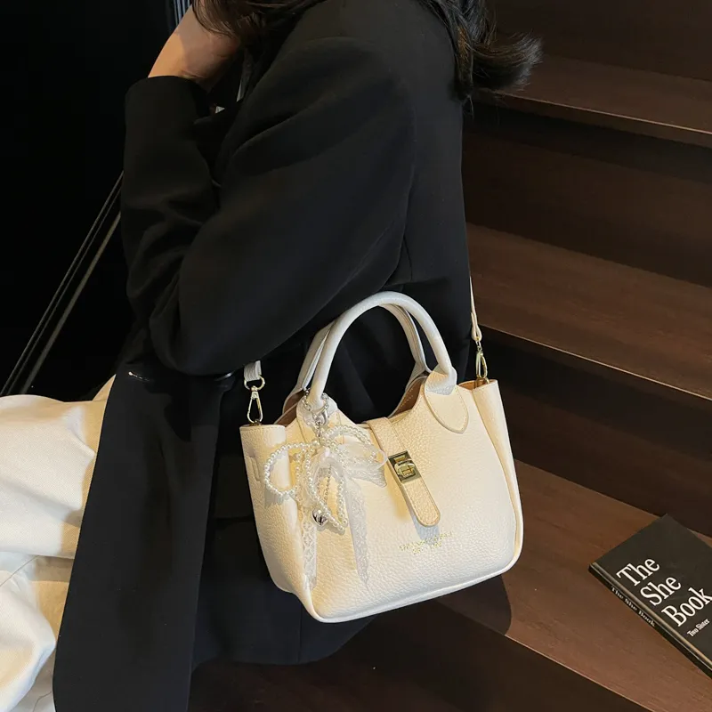 Single Warehouse PU Shoulder Bag, Crossbody Bag, Handbag Regular Women's Blue/Ecru/Pink/Black-4
