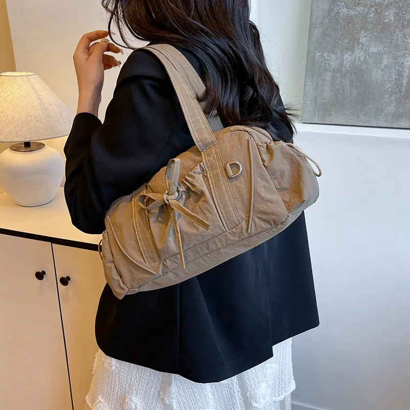 Single Warehouse Nylon Shoulder Bag Women's White/Green/Gray/Khaki/Black-13