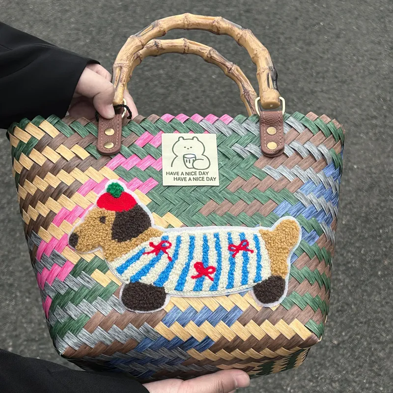 Single Warehouse PET Basket Bag Handbag Women's Multicolor Dachshund-3