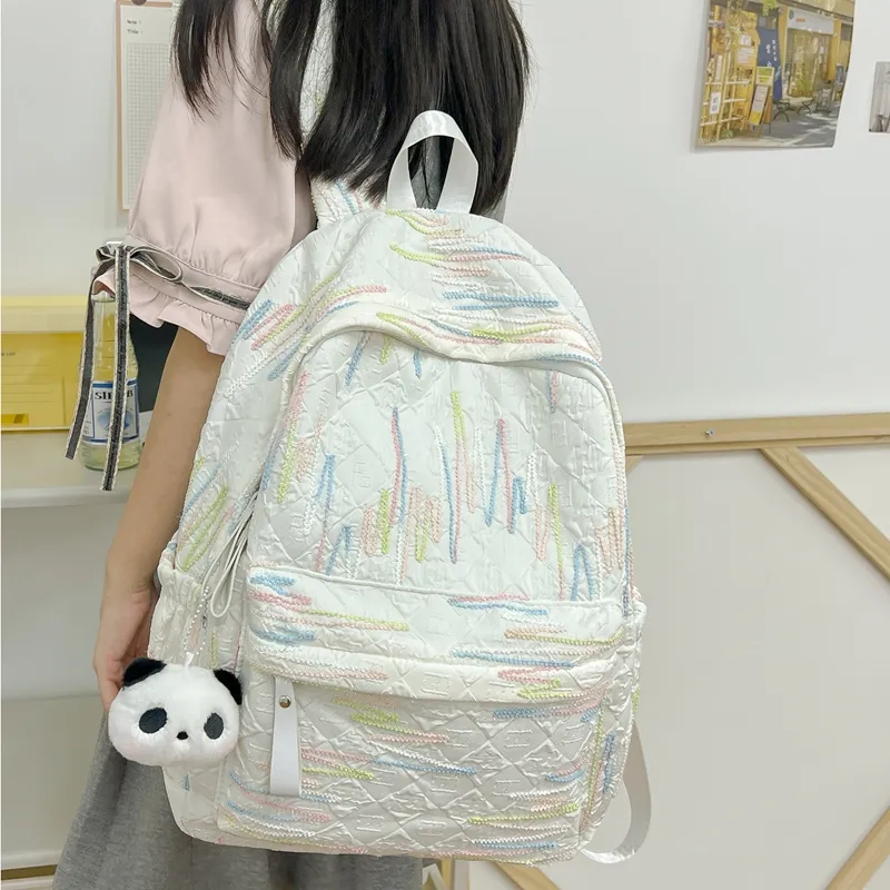 Single Warehouse Composite Cloth Backpack Regular Women's White/Black/Pink/Yellow-5