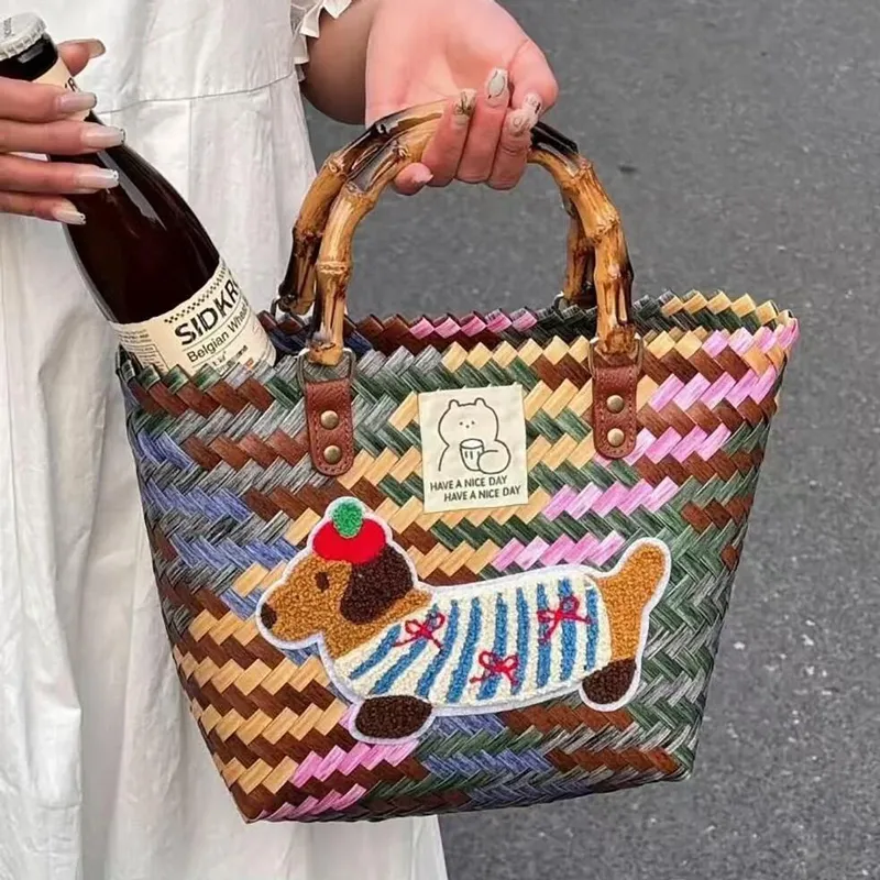 Single Warehouse PET Basket Bag Handbag Women's Multicolor Dachshund-1