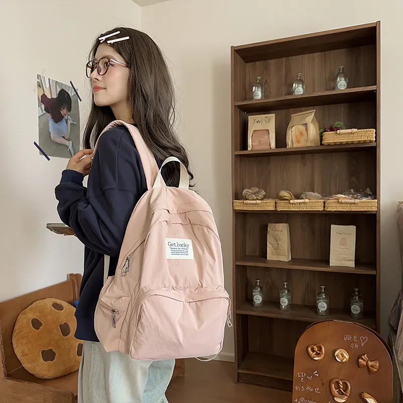 Single Warehouse Nylon Backpack Unisex White/Pink/Blue/Black-7
