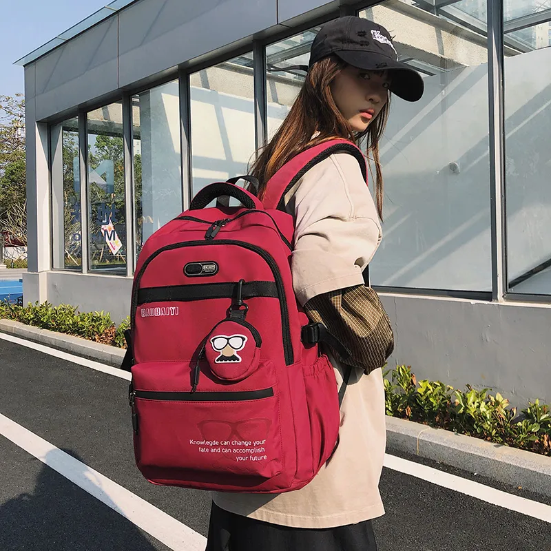 Single Warehouse Nylon Backpack Regular Unisex Gray/Black/Red/Khaki/Blue-5