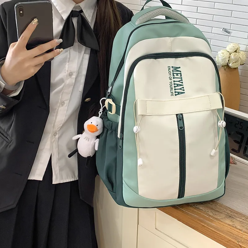 Single Warehouse Nylon Backpack Regular Unisex Dark Blue/Black/Pink/Burgundy/Yellow/Mint Green-22
