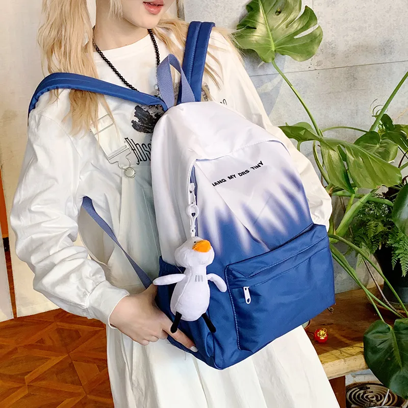 Single Warehouse Nylon Fabric Backpack Regular Unisex Pink/Green/Dark Blue/Light Blue-22