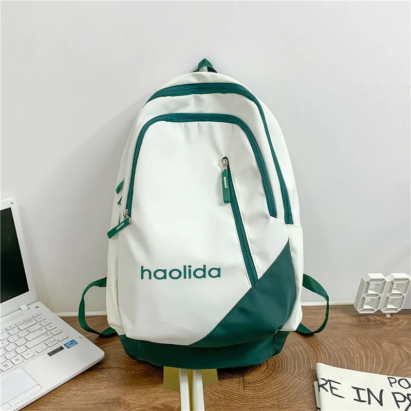 Single Warehouse Nylon Backpack Unisex White/Pink/Blue/Green/Black-1