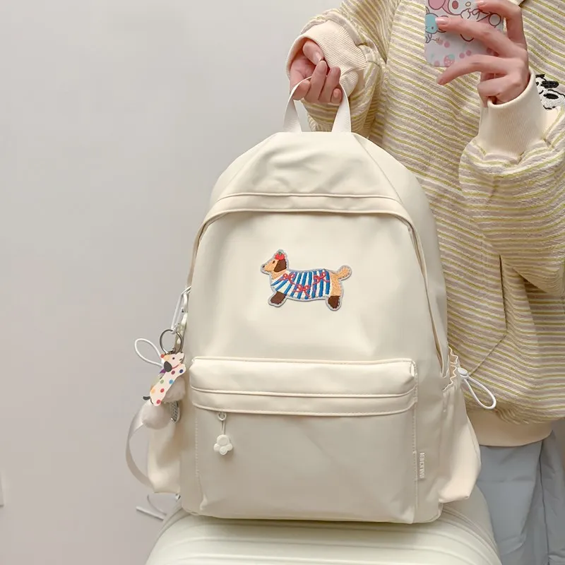 Single Warehouse Composite Cloth Backpack Unisex White/Blue/Black/Green-1