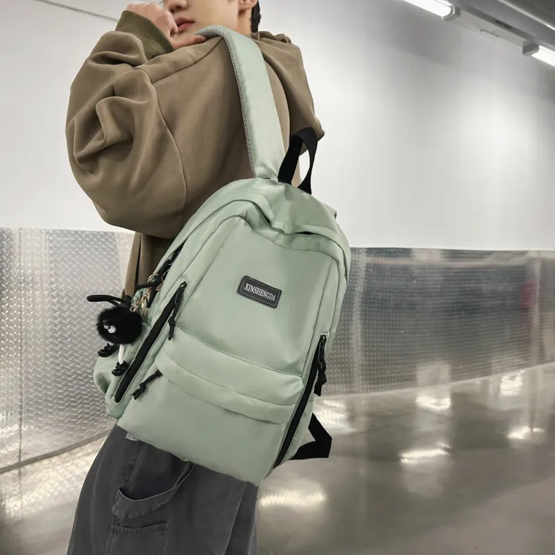 Single Warehouse Nylon Backpack Regular Unisex Black/Burgundy/Khaki/Light Green/Beige-23