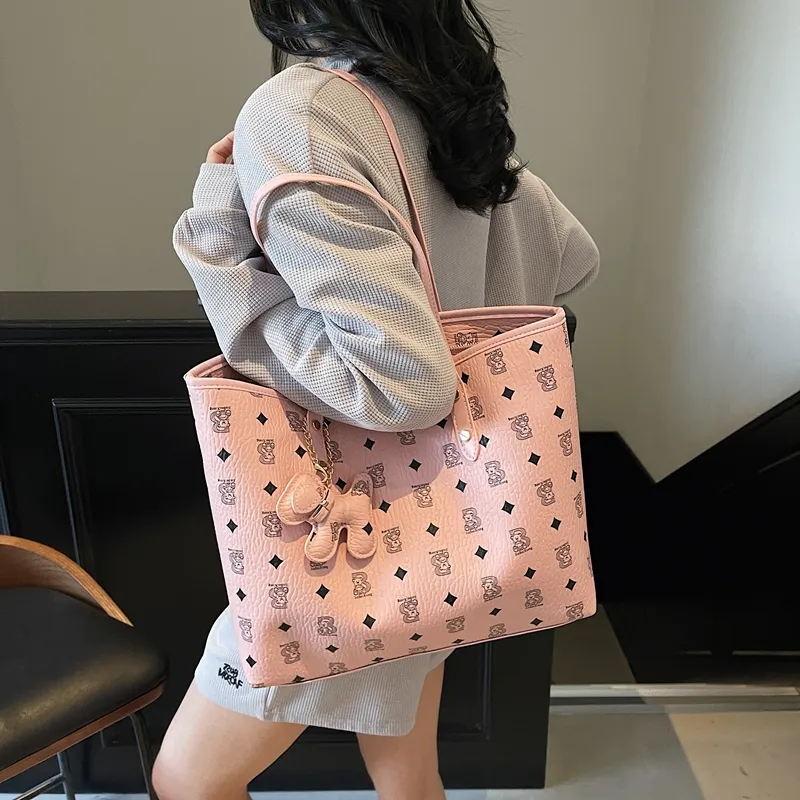 Single Warehouse PU Tote Handheld Shoulder Bag Regular Women's Ecru/Pink/Brown/Coffee/Black-9