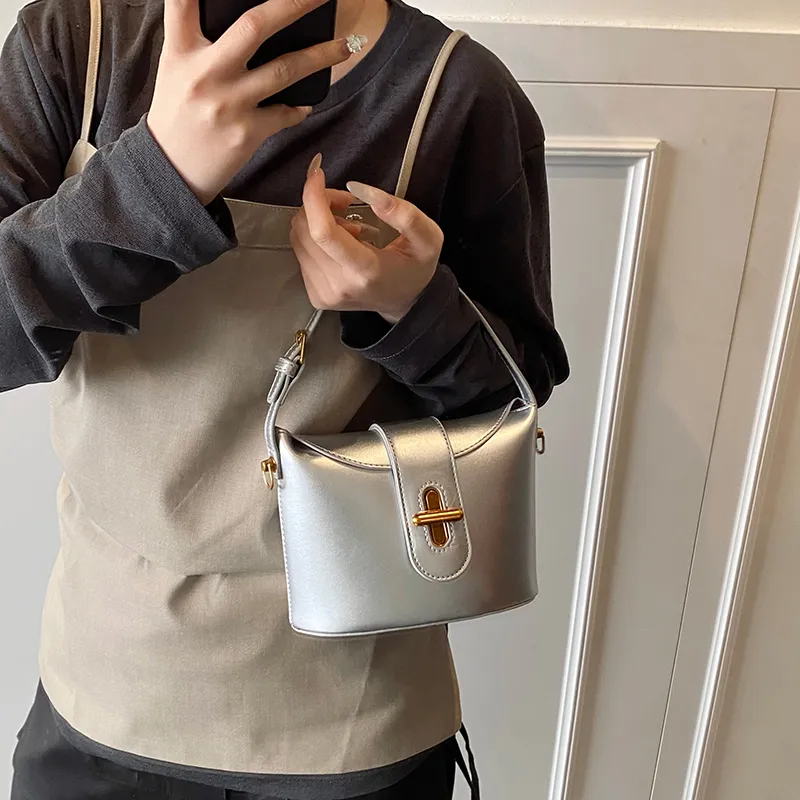 Single Warehouse PU Shoulder Bag, Handbag Regular Women's White/Silver/Brown/Black-11
