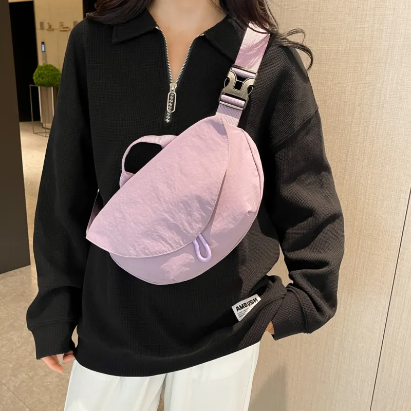 Single Warehouse Nylon Fabric Fanny Pack Unisex Ecru/Black/Purple/Khaki/Green-15