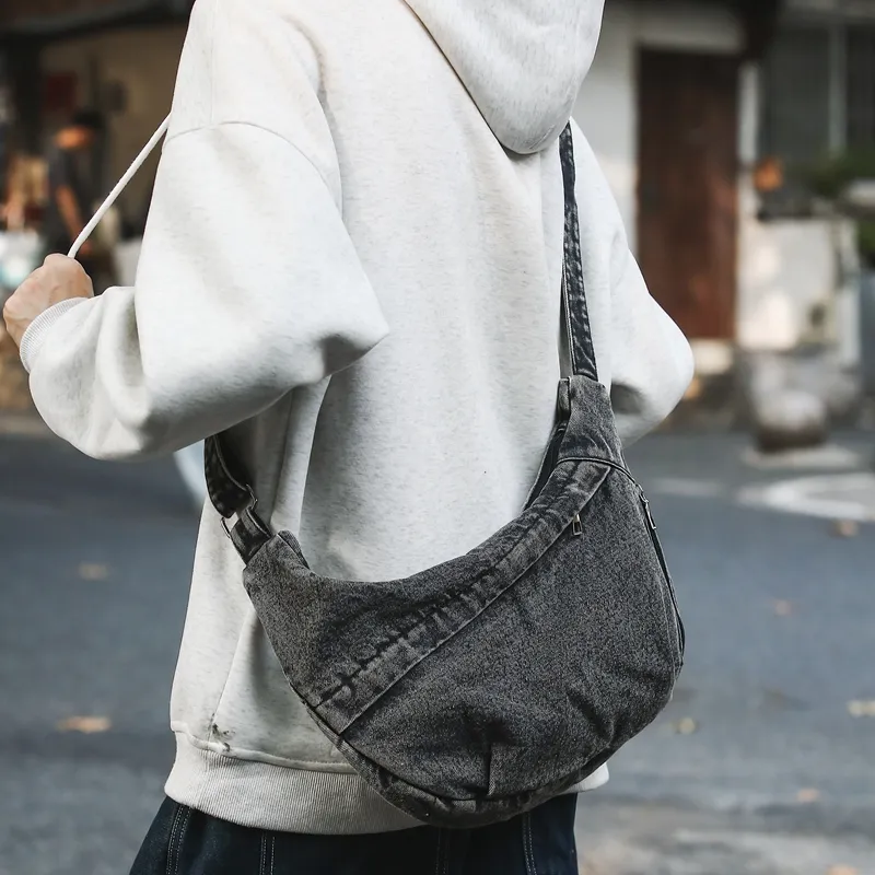 Single Warehouse Denim Handbag, Shoulder Bag Regular Unisex Black/Blue-6