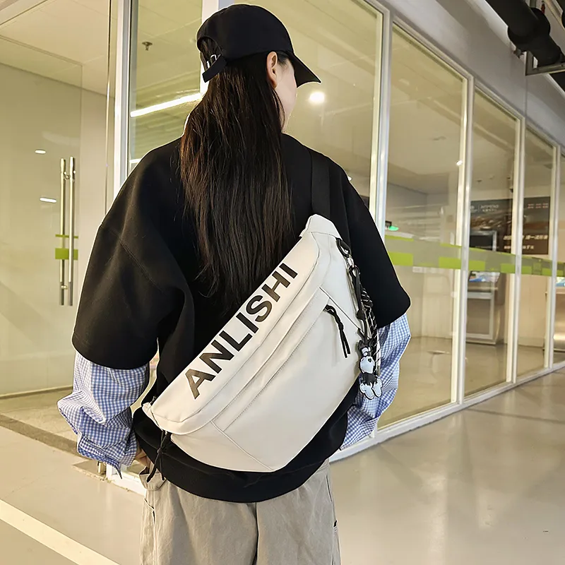 Single Warehouse Nylon Sling Bag Unisex White/Khaki/Gray/Black-1