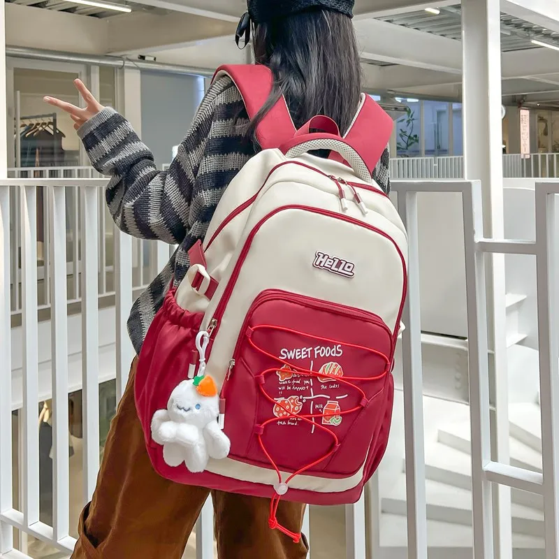 Single Warehouse Composite Cloth Backpack Unisex Multicolor-14