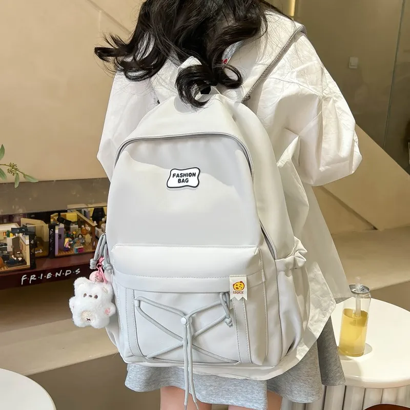 Single Warehouse Twill Backpack Unisex Black/Pink/Yellow/Light Green/Beige-21
