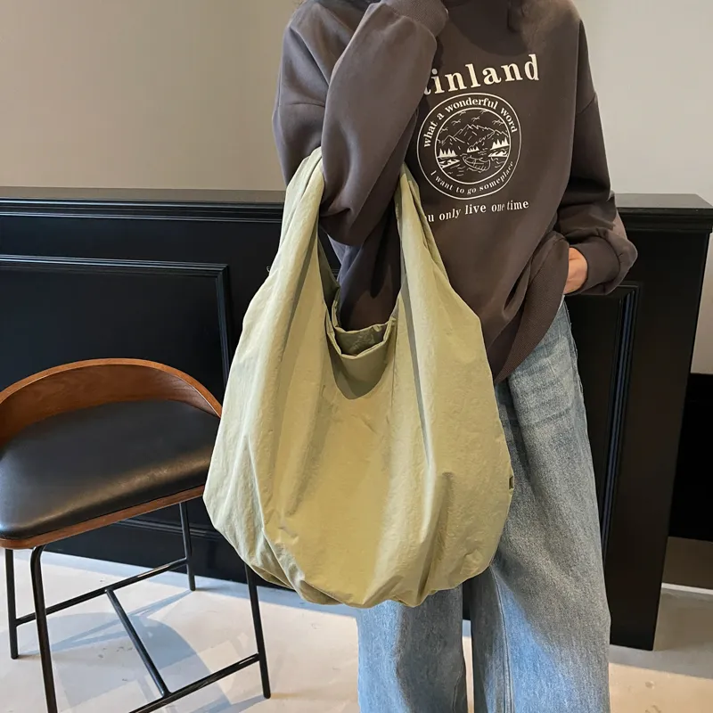 Single Warehouse Fabric Handbag, Shoulder Bag Regular Unisex Black/Yellow/Khaki/Coffee/Green-19