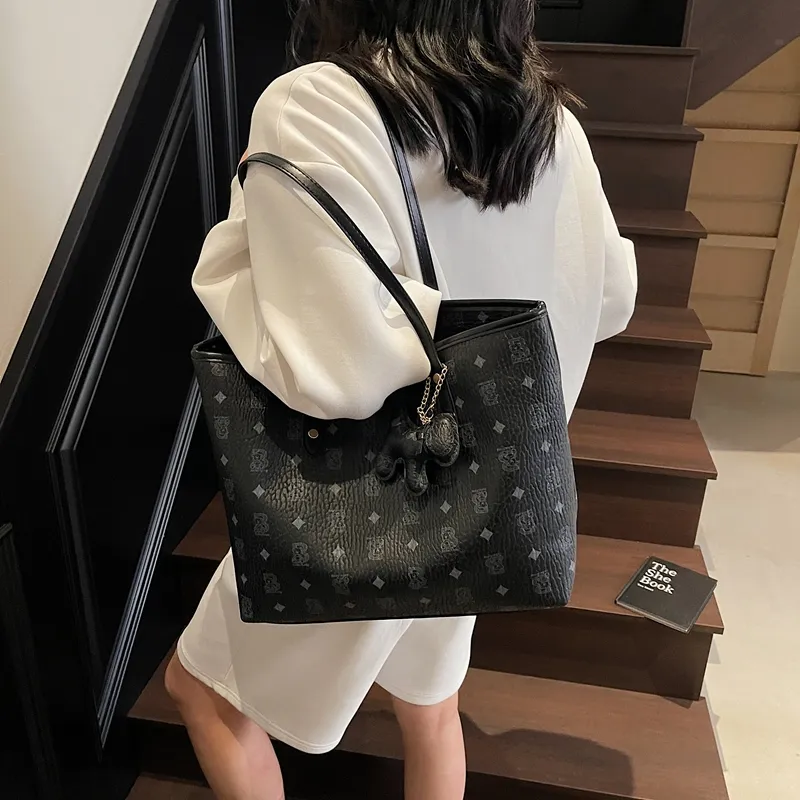 Single Warehouse PU Tote Handheld Shoulder Bag Regular Women's Ecru/Pink/Brown/Coffee/Black-26