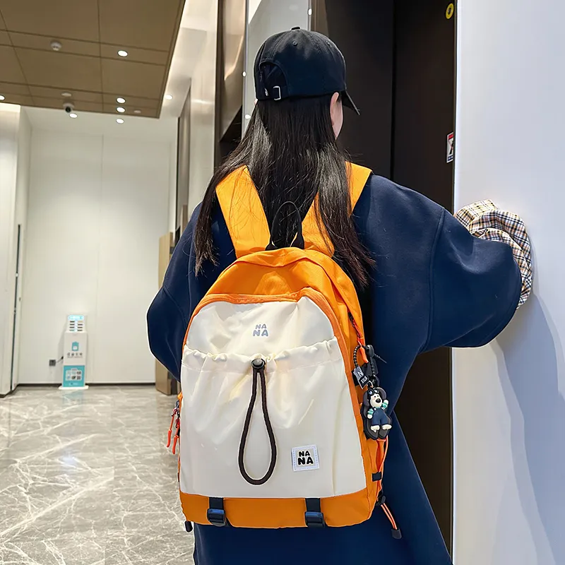 Single Warehouse Nylon Backpack Unisex Black/Fruit Green/Brown/Blue/Orange-3