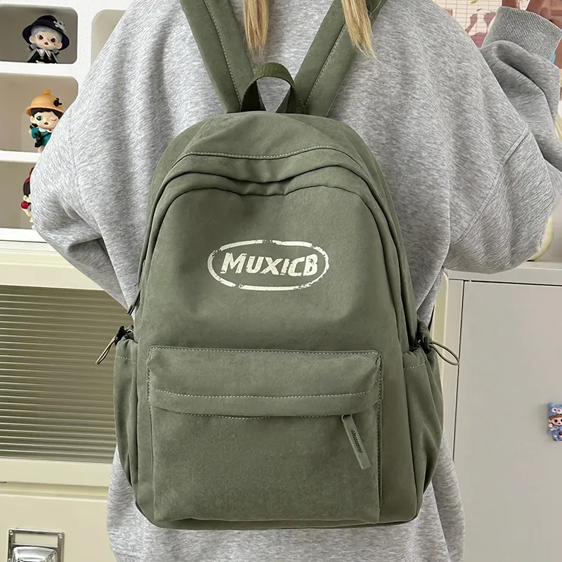 Single Warehouse Nylon Backpack Regular Unisex White Gray/Green/Red-14