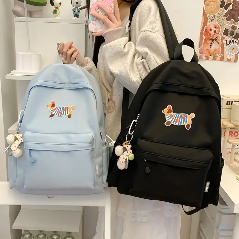 Single Warehouse Composite Cloth Backpack Unisex White/Blue/Black/Green-14