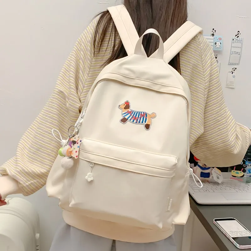 Single Warehouse Composite Cloth Backpack Unisex White/Blue/Black/Green-3