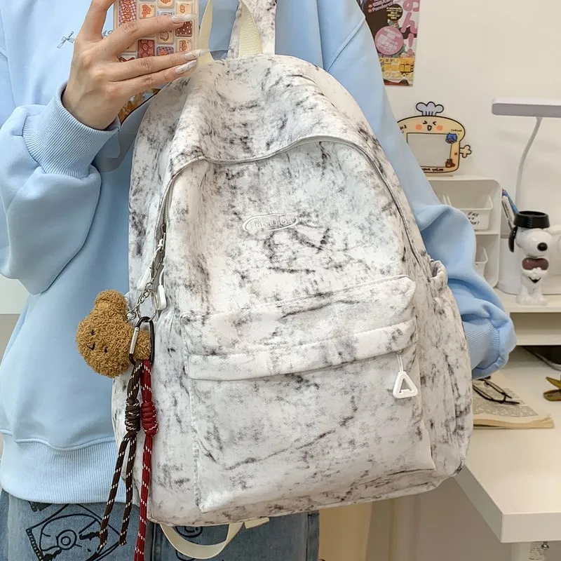 Single Warehouse Nylon Backpack Unisex White/Red/Blue/Black-2