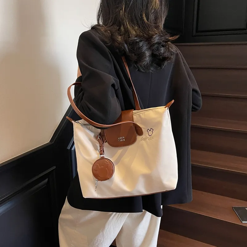 Single Warehouse Fabric Shoulder Bag Regular Women's White/Pink/Black-5
