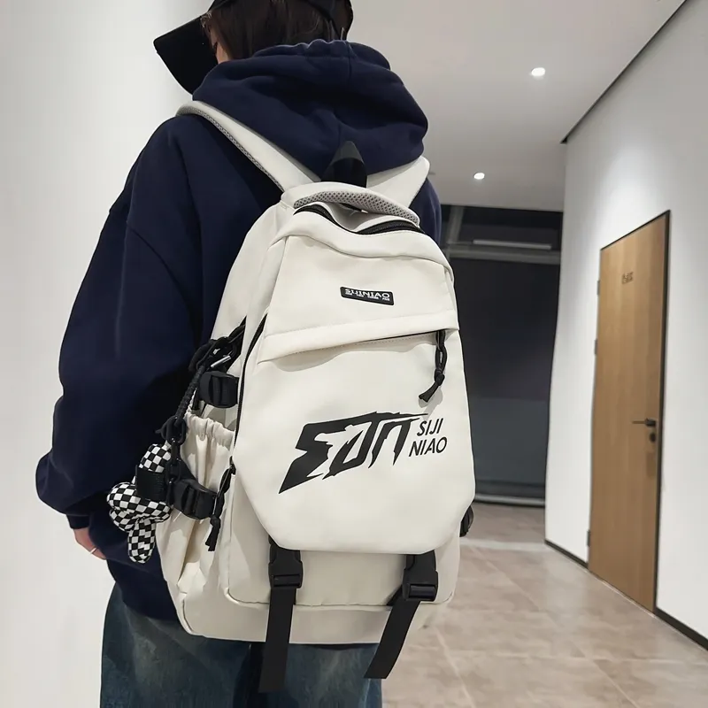 Single Warehouse Nylon Backpack Unisex White/Gray/Black/Burgundy/Khaki-1