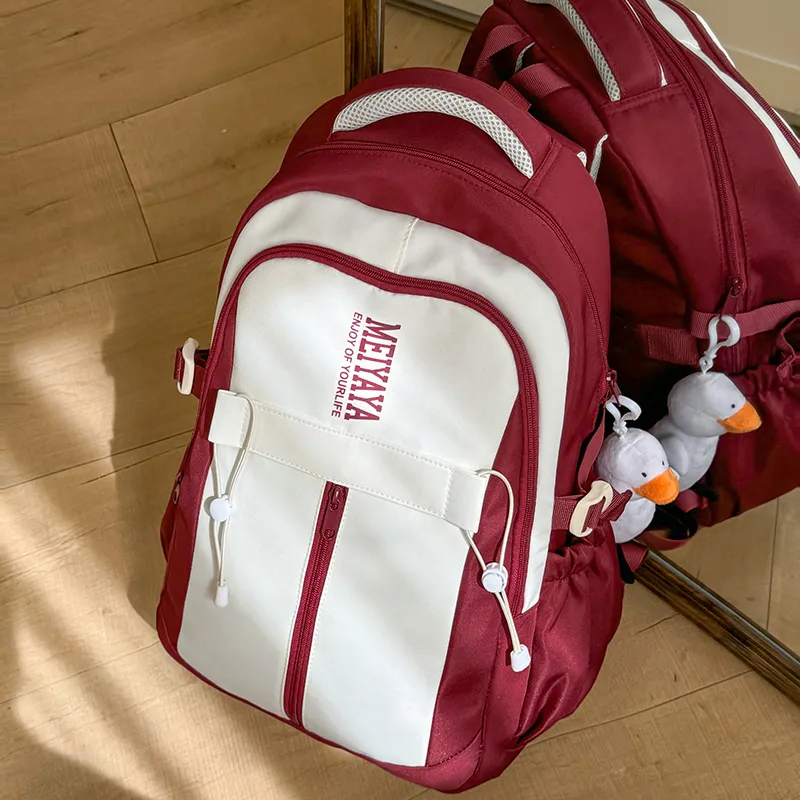 Single Warehouse Nylon Backpack Regular Unisex Dark Blue/Black/Pink/Burgundy/Yellow/Mint Green-13