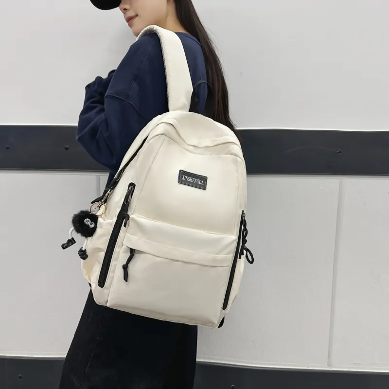 Single Warehouse Nylon Backpack Regular Unisex Black/Burgundy/Khaki/Light Green/Beige-4