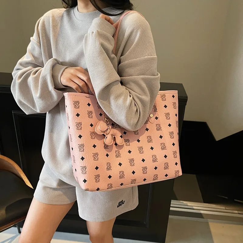 Single Warehouse PU Tote Handheld Shoulder Bag Regular Women's Ecru/Pink/Brown/Coffee/Black-10