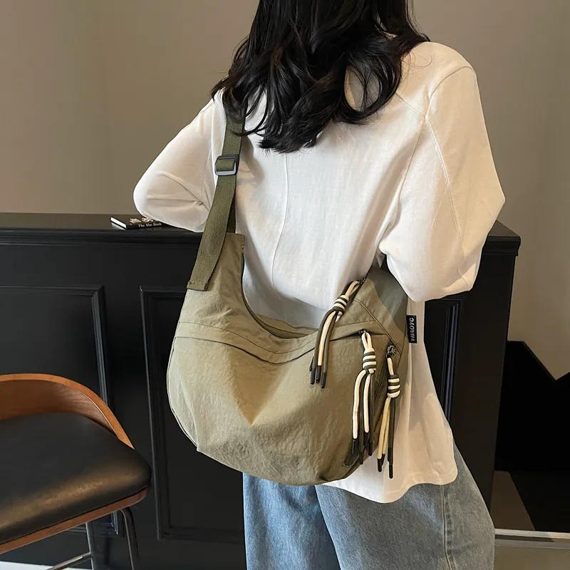 Single Warehouse Fabric Shoulder Bag Regular Unisex White/Green/Yellow/Purple/Black-13
