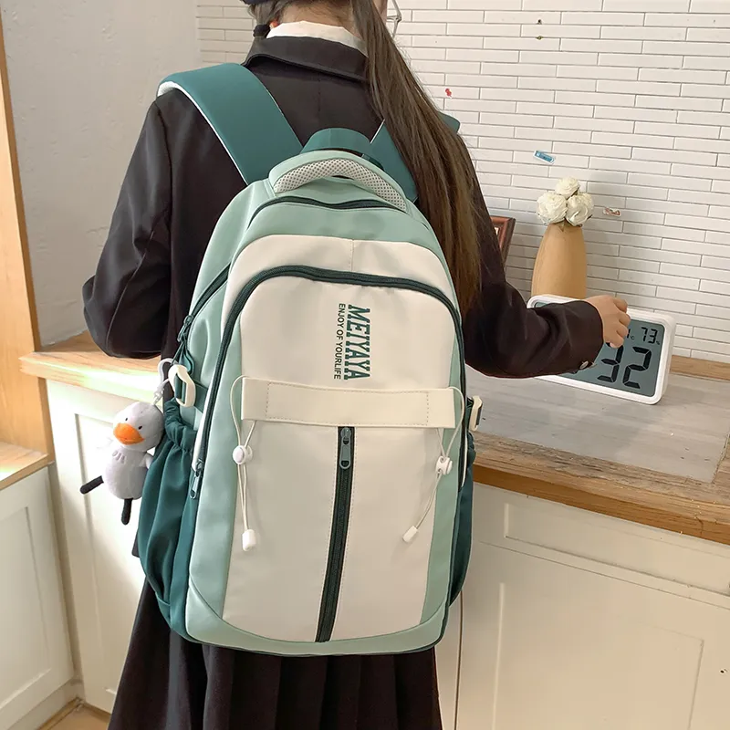 Single Warehouse Nylon Backpack Regular Unisex Dark Blue/Black/Pink/Burgundy/Yellow/Mint Green-23