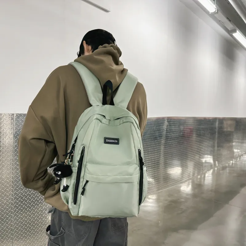 Single Warehouse Nylon Backpack Regular Unisex Black/Burgundy/Khaki/Light Green/Beige-24