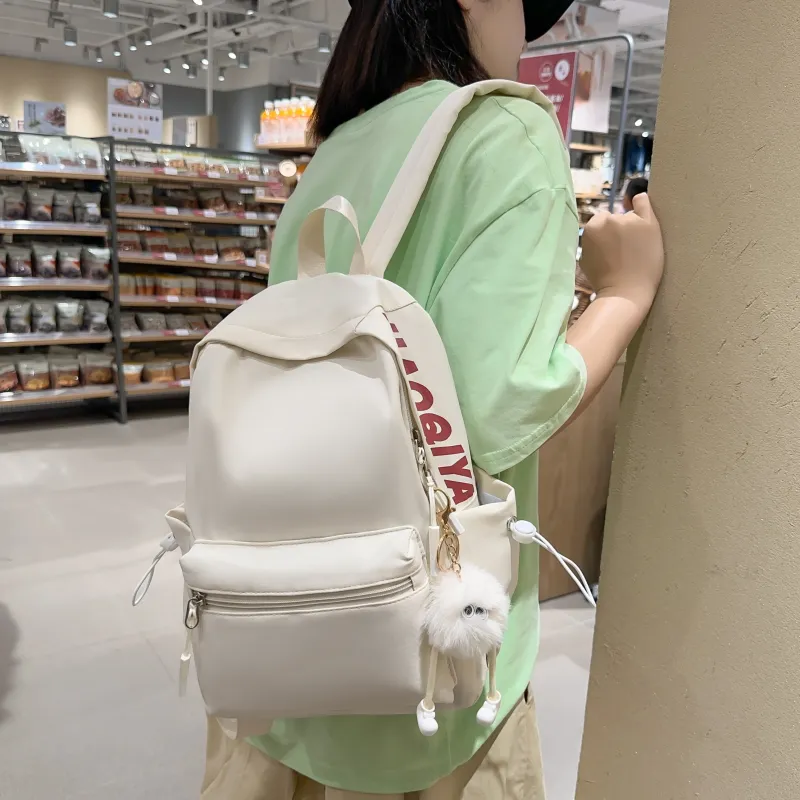 Single Warehouse Nylon Backpack Large Size Unisex Green/White/Black/Yellow/Pink-3