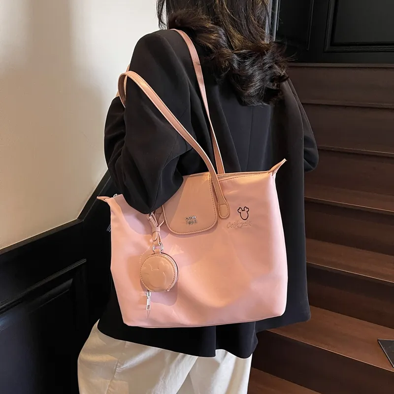 Single Warehouse Fabric Shoulder Bag Regular Women's White/Pink/Black-9