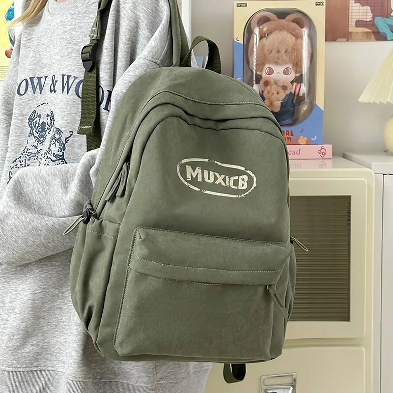 Single Warehouse Nylon Backpack Regular Unisex White Gray/Green/Red-17