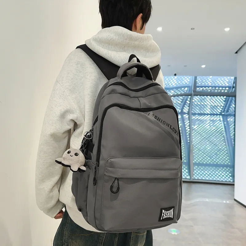 Single Warehouse Nylon Backpack Unisex White/Black/Gray/Khaki-12