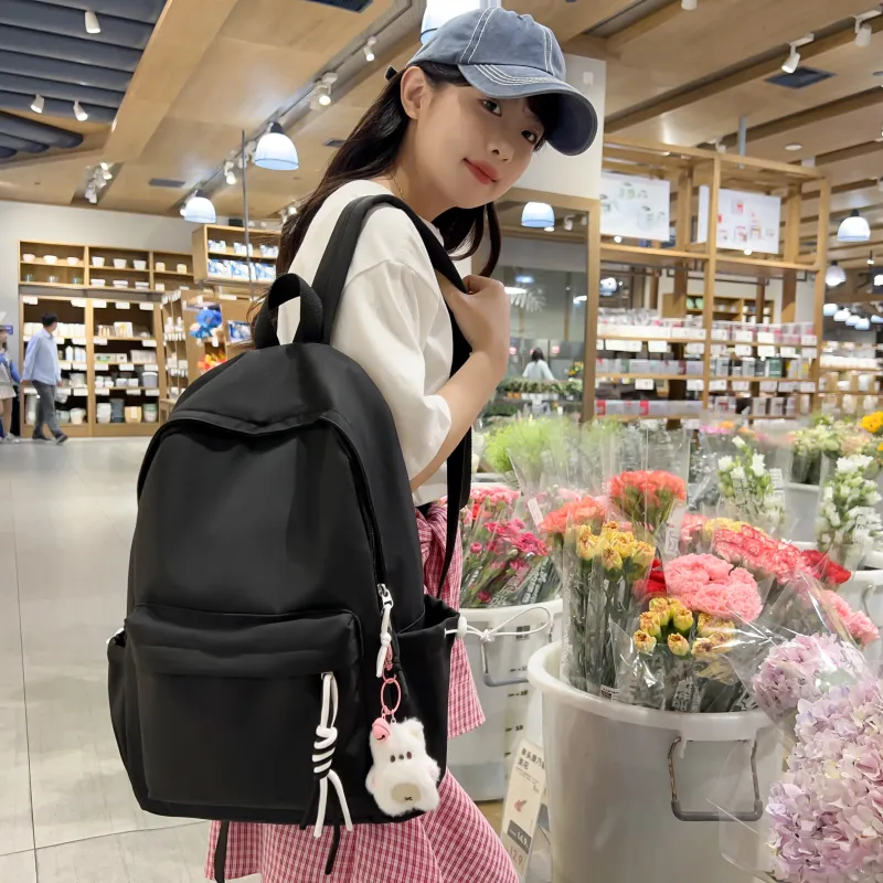 Single Warehouse Nylon Backpack Regular Unisex Black/Yellow/Orange/Green/White/Pink-9