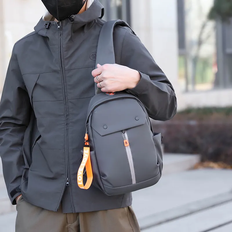 Single Warehouse Nylon Sling Bag Men's Black/Gray-8