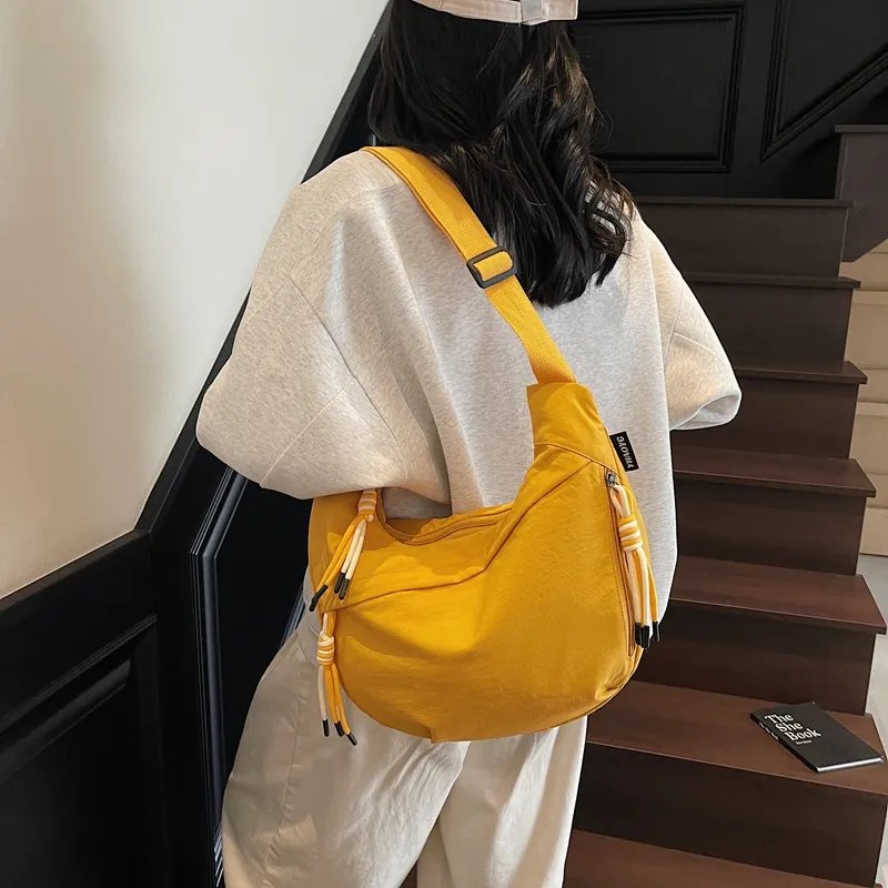 Single Warehouse Fabric Shoulder Bag Regular Unisex White/Green/Yellow/Purple/Black-8