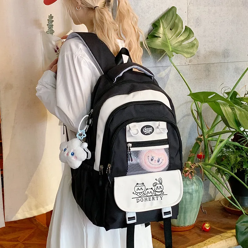 Single Warehouse Nylon Fabric Backpack Regular Women's Pink/Blue/Black/Green/Yellow-27