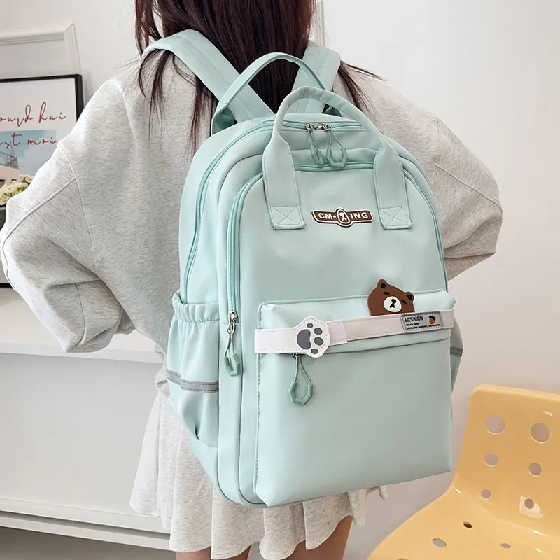 Single Warehouse Nylon Student Bag Pink/Blue/Green/Purple/Black-15