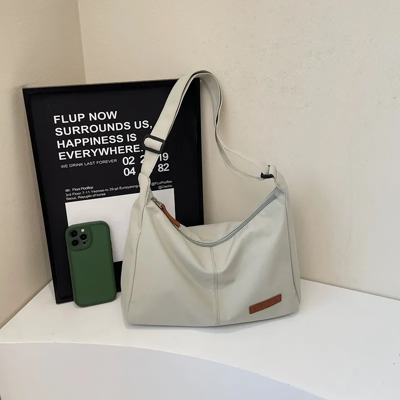 Single Warehouse Fabric Shoulder Bag Regular Unisex White/Light Green/Gray/Black-7